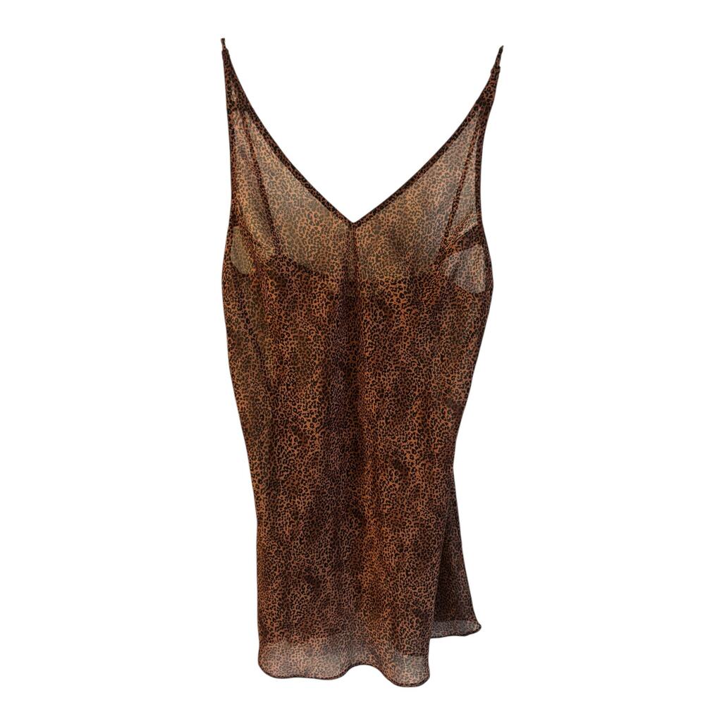 Victoria’s Secret Cheetah Print Nightgown Sheer Slip Dress Y2K V Neck Small